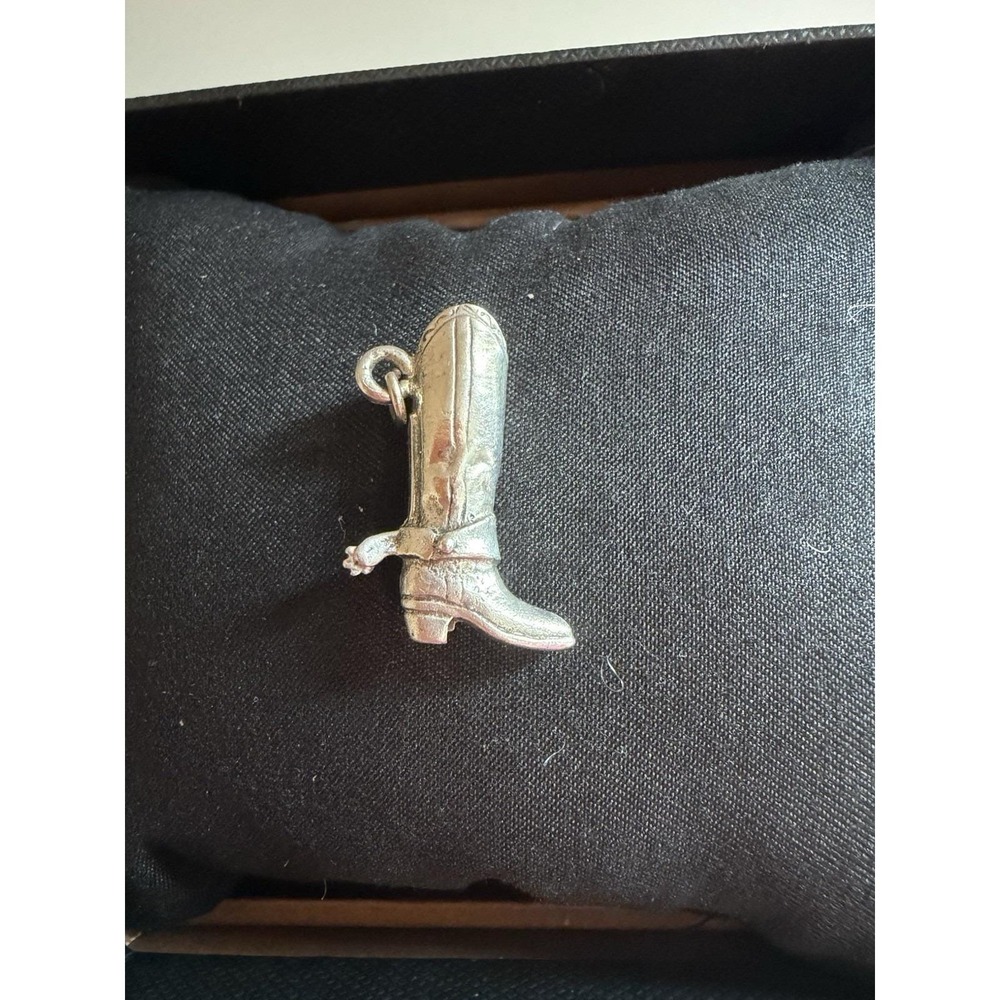VINTAGE STERLING SILVER 3D COWBOY BOOT COWGIRL BOOT WITH SPURS CHARM
